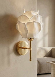 Opviq Lámpara de Pared Eva Blanco y Dorado Brillante